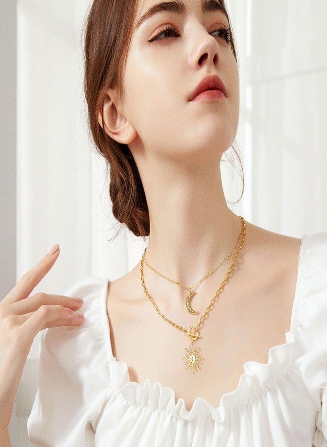 DoreenBeads قلادة دورين بيدز الذهبية للنساء، سلسلة مشبك ورق من الذهب عيار 18 قيراطًا، قلادة بتعليقة على شكل شمس، قلادة بتعليقة مشبك ورق، هدية مجوهرات عصرية - Image 3